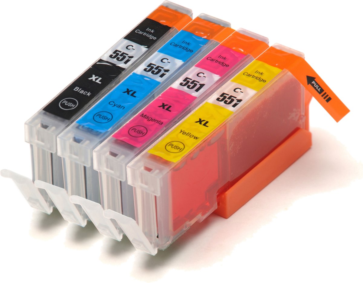 Merkloos   Inktcartridge / Alternatief voor de Canon PGI-550 | CLI-551  inktcartridges, set van 4 stuks. Fotozwart / Cyaan / Magenta / Geel / Hoge Capaciteit